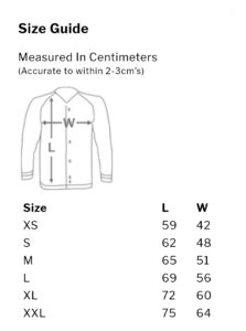 M3 & M-Dots Varsity Jacket size guide 